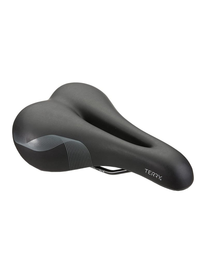Terry Cite Y Gel Bike Saddle | Bicycle Seat Optimized for Men - Flexible & Comfortable | Sit Bone Support, Shock Absorbing Elastomers, Low Profile, Flat Top - Black Black, - Image 1